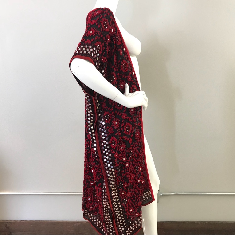 Beautiful Embroidered Black Red Dress Robe/Jacket